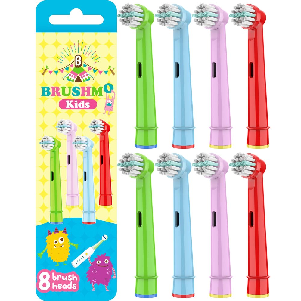 Brushmo Kids Toothbrush Replacement Heads Compatible with Oral B Electric Toothbrush, Soft Bristles and Small Heads for Sensitive Teeth and Gums, 8 Pack
