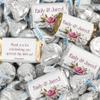 128 Pcs Personalized Wedding Candy Party Favors Wrapped Miniatures and Kisses (1.58 lbs) - Pink Floral view 1