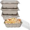 EcoQuality 22oz Disposable Bowls with Clear Lids - Rectangular Compostable Sugarcane Fiber Biodegradable Paper Bowls Eco-Friendly Take Out Food Storage Containers, Microwave Safe, Meal Prep (300) view 1