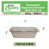 EcoQuality 22oz Disposable Bowls with Clear Lids - Rectangular Compostable Sugarcane Fiber Biodegradable Paper Bowls Eco-Friendly Take Out Food Storage Containers, Microwave Safe, Meal Prep (300) view 3