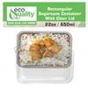 EcoQuality 22oz Disposable Bowls with Clear Lids - Rectangular Compostable Sugarcane Fiber Biodegradable Paper Bowls Eco-Friendly Take Out Food Storage Containers, Microwave Safe, Meal Prep (300) view 4