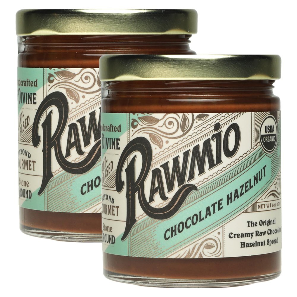 Rawmio Chocolate Hazelnut Spread, 6 oz. Pack of 2 - Raw, Organic, Vegan, Gluten-Free