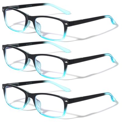 V.W.E. 3 Pairs Reading Glasses - Blue Light Blocking Readers for Women/Men Anti Blue Ray UV Clear (3 Blue, 1.25, multiplier_x)