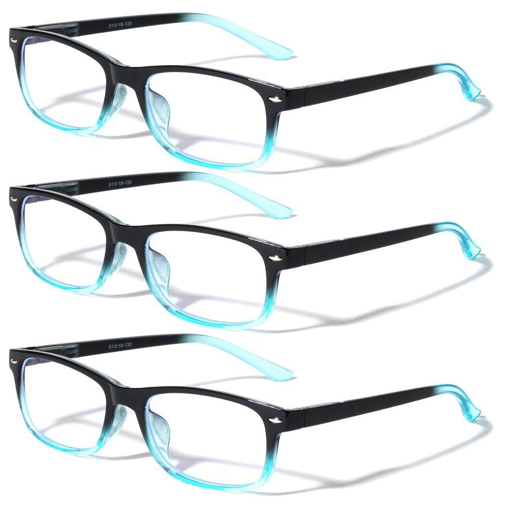 V.W.E. 3 Pairs Reading Glasses - Blue Light Blocking Readers for Women/Men Anti Blue Ray UV Clear (3 Blue, 1.25, multiplier_x)