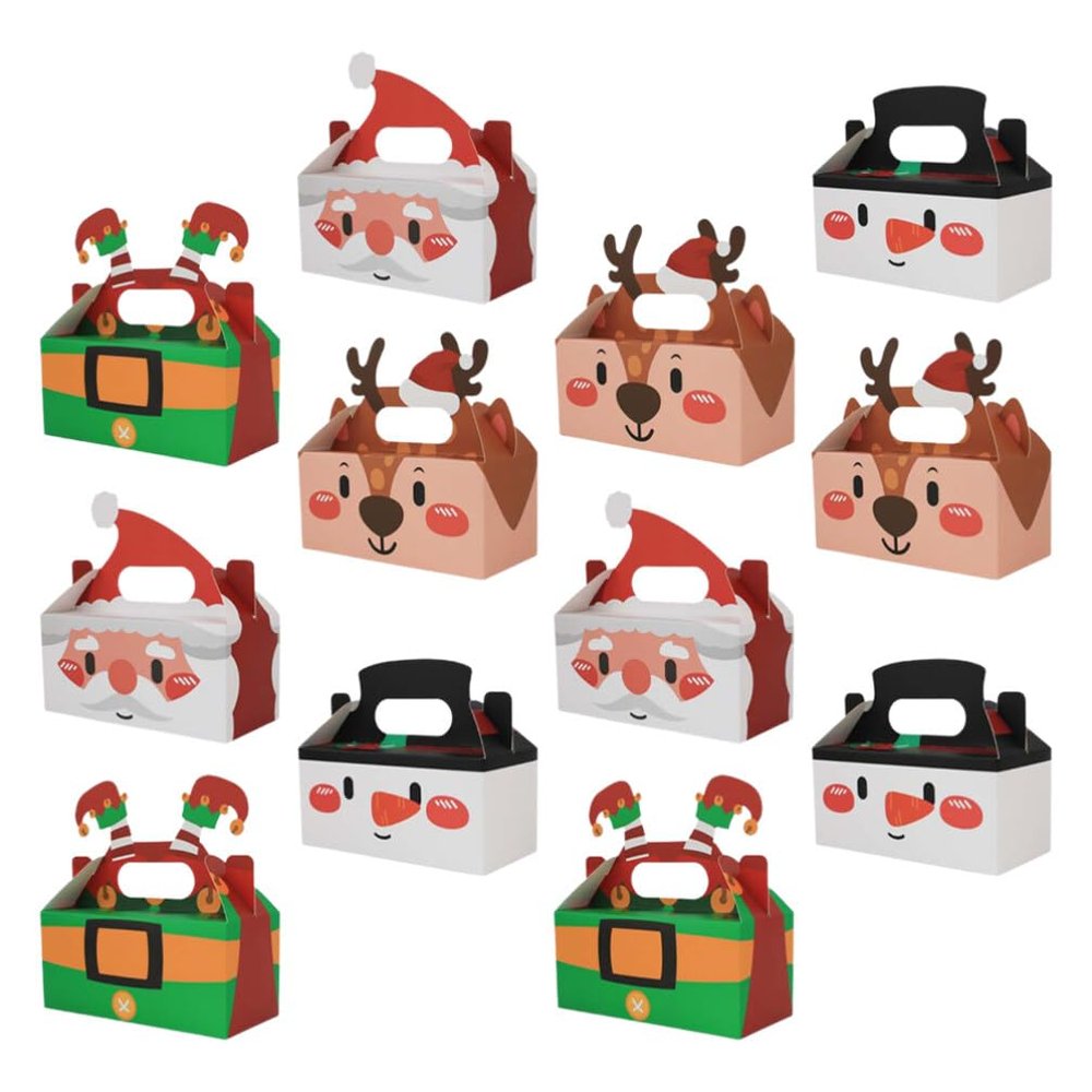 12pcs Boxes Christmas Box Candy Containers Snack Containers Christmas Bags Party Candy Bags Party Treats Bags Christmas Treats Bags Snack Box Paper Cartoon