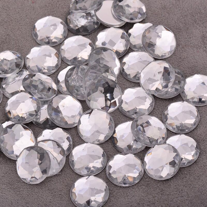 6 8 10 12 20 18 30 36 52Mm Large Round Clear Ab Crystal Rhinestone Flatback Acrylic Gems Strass Applique Non Sewn Crystal Stone - (Size: 16Mm 100Pcs/Color: Clear)