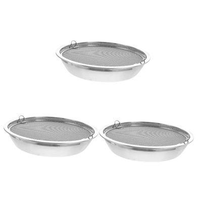 Stainless Steel Filter Pan Oil Drain Container Korean BBQ Grill Pan Stainless Steel Container Fruits Container Snack Dish Snacks Storage Tray Drain Oil Silver Stainless Steel Food/1335 (Color : Silve