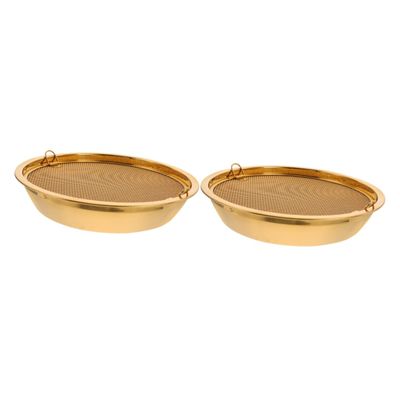 Stainless Steel Filter Pan Oil Drain Container Korean BBQ Grill Pan Stainless Steel Container Fruits Container Snack Dish Snacks Storage Tray Drain Oil Silver Stainless Steel Food/1335 (Color : Golde