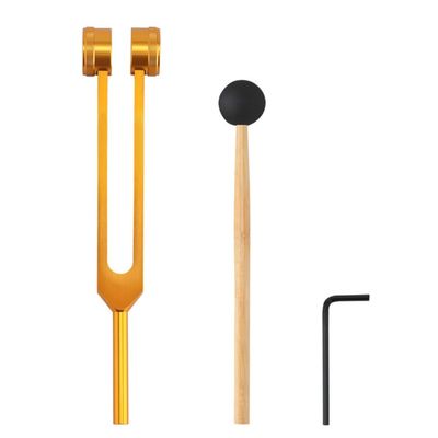 Healeved 1set Ear Cleaning Tools Tuning Fork and Hammer for Ear Wax Removal Lightweight and Frequency for Household Use Golden