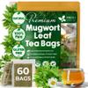 FreshDrinkUS, Premium 60 Mugwort Leaf Tea Bags, 100% Natural and Pure Mugwort Leaves. No Sugar, No Caffeine, No Gluten, Vegan. view 1