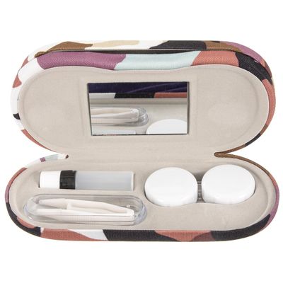 Healifty 2 in 1 ContactLens Case and Eyeglasses Case, Portable Double Sided ContactLens Travel Case with Built-in Mirror, Tweezer and Contact Solution Bottle