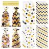 COQOFA Black Gold 5"X11" Gift Wrap Cellophane Cello Bags: Clear Candy Cookie & Plastic Goodie Storage Treat Party Favor Bags with Twist Ties - 100 Pcs for Graduation, Birthday & Retirement view 1