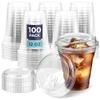Fit Meal Prep 100 Pack 12 oz Clear Plastic Cups with Strawless Sip Lids, Disposable Plastic Coffee Cups with Lids, To Go Cups for Iced Coffee, Smoothies, Soda, Party Drinks, Bubble Tea, Cold Beverage view 1
