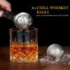 PONPUR Men's Golfer Gifts, Fathers Day Anniversary Birthday Gifts for Dad Him Husband, 4 Whiskey Golf Balls with 1 Tongs, Reusable Stainless Steel Golf Ice Balls Whiskey Gift for Golf Lover view 2