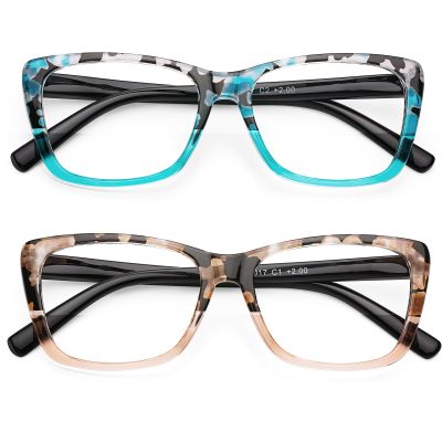 AQWANO Stylish Designer Reading Glasses for Women Blue Light Blocking Readers Fashion Pattern Print Anti Eye Strain Eyeglasses, 1.25