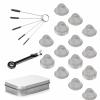 40 Pieces 5/8 Inch Stainless Steel Mesh Clean Screens with Tapered Design, 0.63 Inch Size, Along with A 3-in-1 Cleaning Tool, Brush, and Stainless Steel Storage Box Adjustable Size view 1