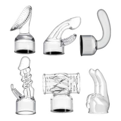 NUHUi 6X MINI Handheld Back Massage Gun Wand Attachments Accessories Fit for Large/Mini Hitachi Massagers Gun Silicone Material Clear