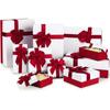 Tenceur 10 Pcs Gift Boxes with Lids Heavy Duty Nested Assorted Sizes Cardboard Gift Boxes for Presents with Ribbon for Xmas Holiday Present(Red, White,5 Size) view 1