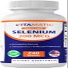 Vitamatic Yeast Free Selenium 200mcg as Selenomethionine Supplement Essential Trace Mineral with Superior Absorption 240 Tablets view 1
