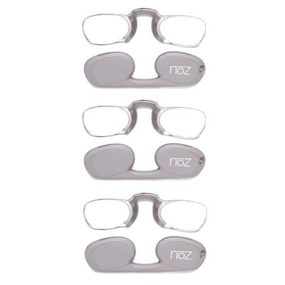 Calabria Noz Nose Pinching Rimless Armless Reading Glasses +1.50 Gray 3 Pack Men Women Keychain Case Pocket Reader Compact