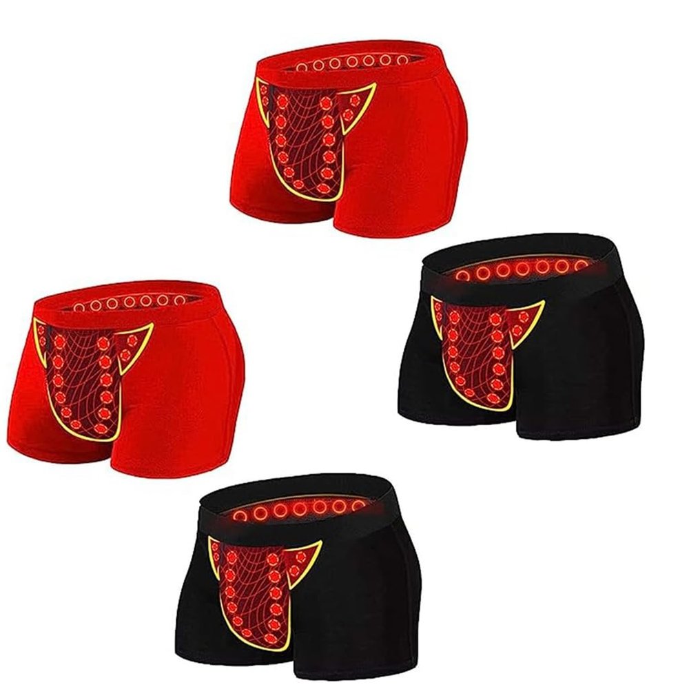 POCHY Men's Modal Breathable Underwear Magnetic Therapy Enlargement Boxer Briefs 2/4 Pcs Tourmaline Health Care Panties (Color : 4pcs, Size : 6X-Large)