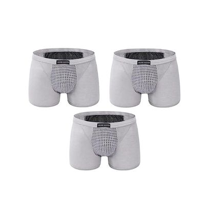 3 Packs Panty for Improving Masculinity Magnetic Therapy Health Care Boxer Briefs Men U Convex Pouch Underwear (Color : Gray, Size : 4X-Large)