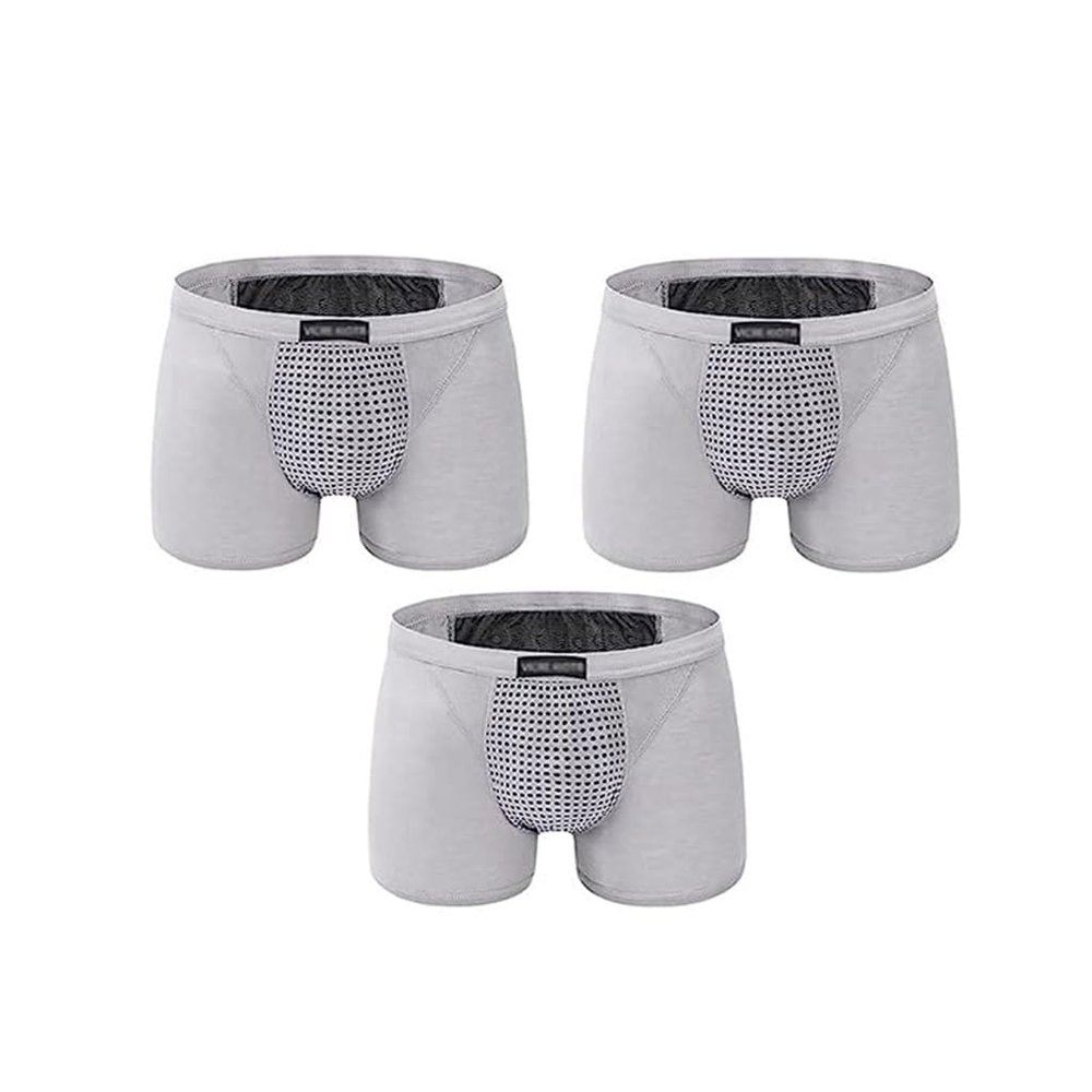 3 Packs Panty for Improving Masculinity Magnetic Therapy Health Care Boxer Briefs Men U Convex Pouch Underwear (Color : Gray, Size : 4X-Large)