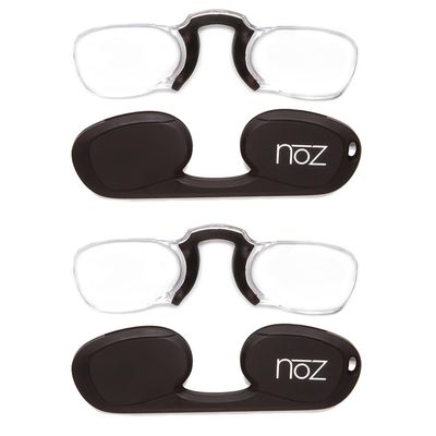 Calabria Noz Nose Pinching Armless Reading Glasses +3.00 Black 2 Pack Men Women