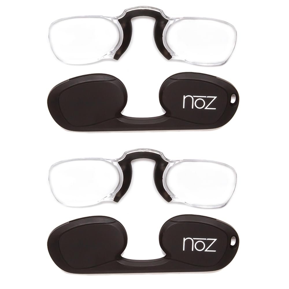 Calabria Noz Nose Pinching Armless Reading Glasses +3.00 Black 2 Pack Men Women