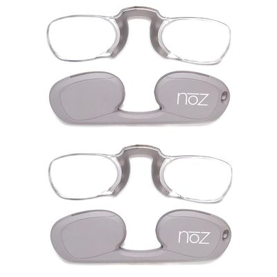 Calabria Noz Nose Pinching Rimless Armless Reading Glasses +3.00 Gray 2 Pack Men Women Keychain Case Pocket Reader Compact