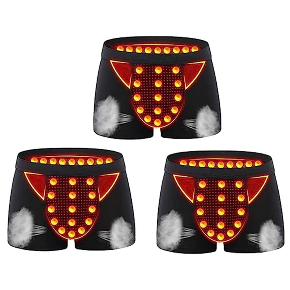 3 Packs Panty for Improving Masculinity Magnetic Therapy Health Care Boxer Briefs Men U Convex Pouch Underwear (Color : Black, Size : 4X-Large)