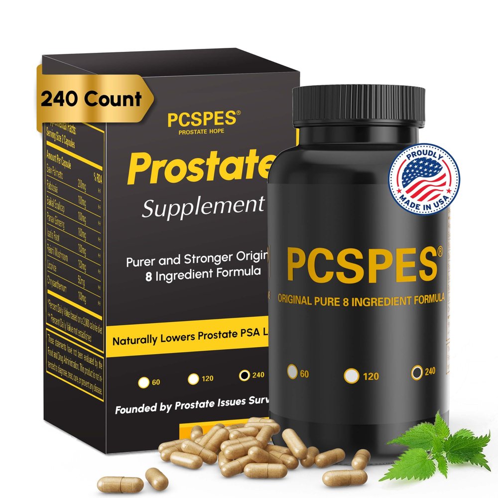PCSPES Prostate Supplements for Men - Lower PSA Levels Naturally with Saw Palmetto & 7 Pure Herbs - Bladder Control Supplements & Reduce Nighttime Urination (240 Count)