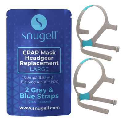 2-Pack Replacement Headgear Strap for N20 Nasal Pillow CPAP Mask, Snugell CPAP Headgear Compatible with AirFit and AirTouch N20 - Adjustable Premium Nylon Headband - Large Size - Clips Not Included