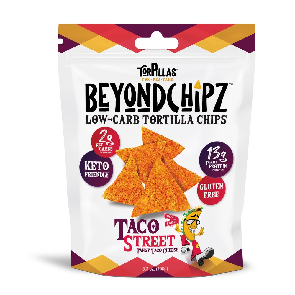 BeyondChipz Low Carb Tortilla Chips, Taco Street, Keto Friendly, Gluten Free, One 5.3oz Pouch