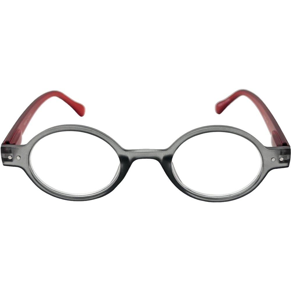 Incredible Bargains The Poppy, Plastic Round Style Reading Glasses + 3.25 Grey and Red