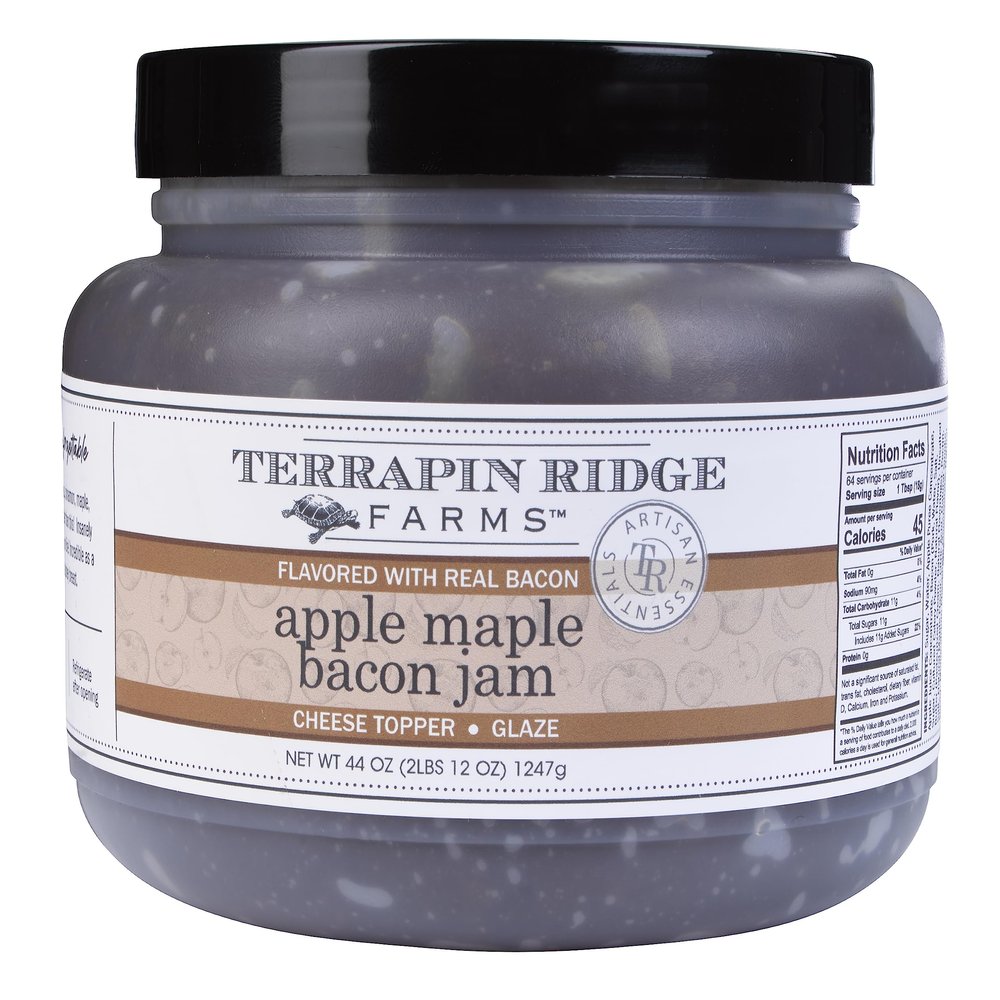 Terrapin Ridge Farms Apple Maple Bacon Jam - Sweet & Savory Jam with Apples, Maple, Bacon, Cinnamon, and Butter - Perfect for Cheese, Glazes, and More - One Quart