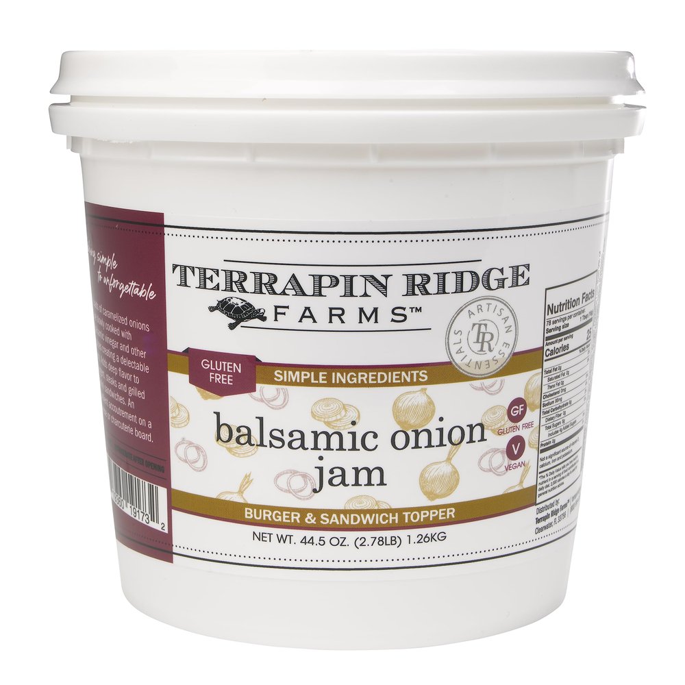 Terrapin Ridge Farms Balsamic Onion Jam, Rich Caramelized Flavor, Vegan & Gluten Free 44.5 Ounce Tub