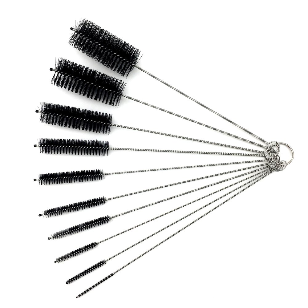 10 Piece Stainless Steel Straw Cleaning Brush Set - Durable Nylon Bristles - Multi-Size for Reusable Straws, Sippy Cups, and Narrow Neck Containers
