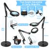 10X Magnifying Glass with Light and Stand, Real Glass Lens (Not Acrylic), 5 Color Modes, Stepless Dimmable, 3-in-1 Floor Lamp Swing Arm with Clamp, Lighted Magnifier Hands Free for Close Works, Crafts view 4