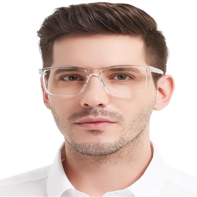 MARE AZZURO Blue Light Blocking Reading Glasses 3.0 Men Oversized Computer Readers 1.00 1.25 1.50 1.75 2.00 2.25 2.50 2.75 3.00 3.50 4.00 5.00 6.00 (Transparent, 300)