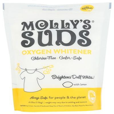 Molly's Suds Oxygen Whitener, Chlorine-Free, Color Safe, Brightens Dull Whites with Lemon, 41.09 Ounce (Pack of 6)