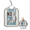 There's No Pin Left Behind Adult Bibs for Elder Women Men Eating, Waterproof & Washable Bibs for Eating Clothing Protector Dining Bibs for Crumb Catcher Blue White Bowling Burlap view 1