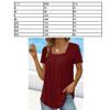 FUB Women's Pleated Square Neck Short Sleeve Swallowtail T-Shirt (Wine Red, M) view 2