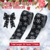 Unittype 2 Rolls/ 20 Yards Christmas Velvet Wired Ribbons with Snowflake Pattern 2.5'' Wide Xmas Craft Gift Wrapping Ribbon for Christmas Tree Wreath Decoration DIY Bows Supplies(Black) view 4