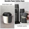 Uiifan 100 Set 4oz Disposable Espresso Cups with Lids Ripple Corrugated Paper Disposable Coffee Insulated Hot Ripple Cups for hot Chocolate, Tea, and Cocoa Drinks(Gray) view 3
