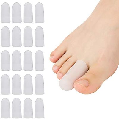 20 Pieces Gel Toe Cap, Silicone Toe Protector, Toe Guards for Feet, Protect Toe and Provide Relief from Corns, Callus, Blisters, Ingrown Toenails, Toenails Loss - Size Small