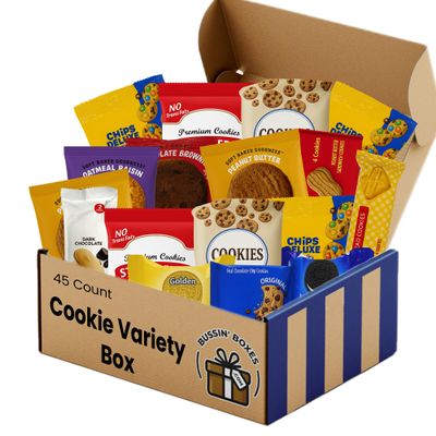 Cookie Variety Pack  Individually Wrapped Bulk Cookies Snack Box  45 Count Sweet Snack Assortment for Office, School, Travel, and Gifting Assembled by Bussin Boxes