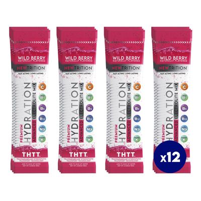 NewTrition Hydration Powder, Wild Berry Pack of 12 Electrolyte Powder Packets, Naturally Flavored Hydrating Packets for Water, Fast Acting Hydrate Electrolytes with Vitamins B & C, Energy & Recovery