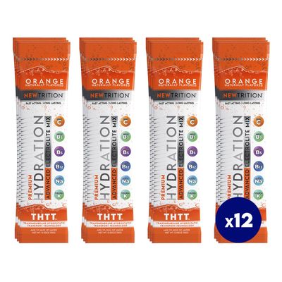 NewTrition Hydration Powder, Orange Pack of 12 Electrolyte Powder Packets, Naturally Flavored Hydrating Packets for Water, Fast Acting Hydrate Electrolytes with Vitamins B & C, Energy & Recovery