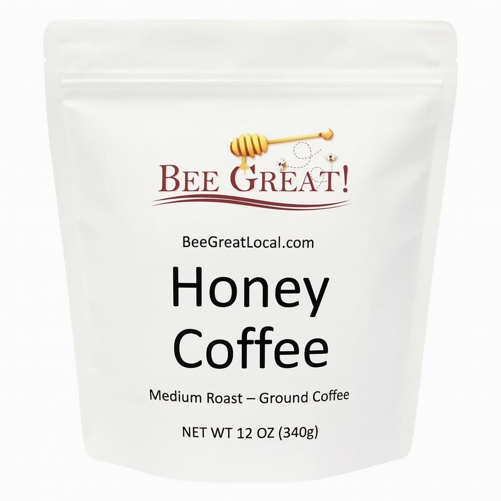 Bee Great Honey Coffee 12 oz Bag | Small-Batch Arabica Coffee Infused with Pure Honey | Naturally Smooth & Balanced Flavor | No Artificial Flavorings or Syrups | Made in Indiana